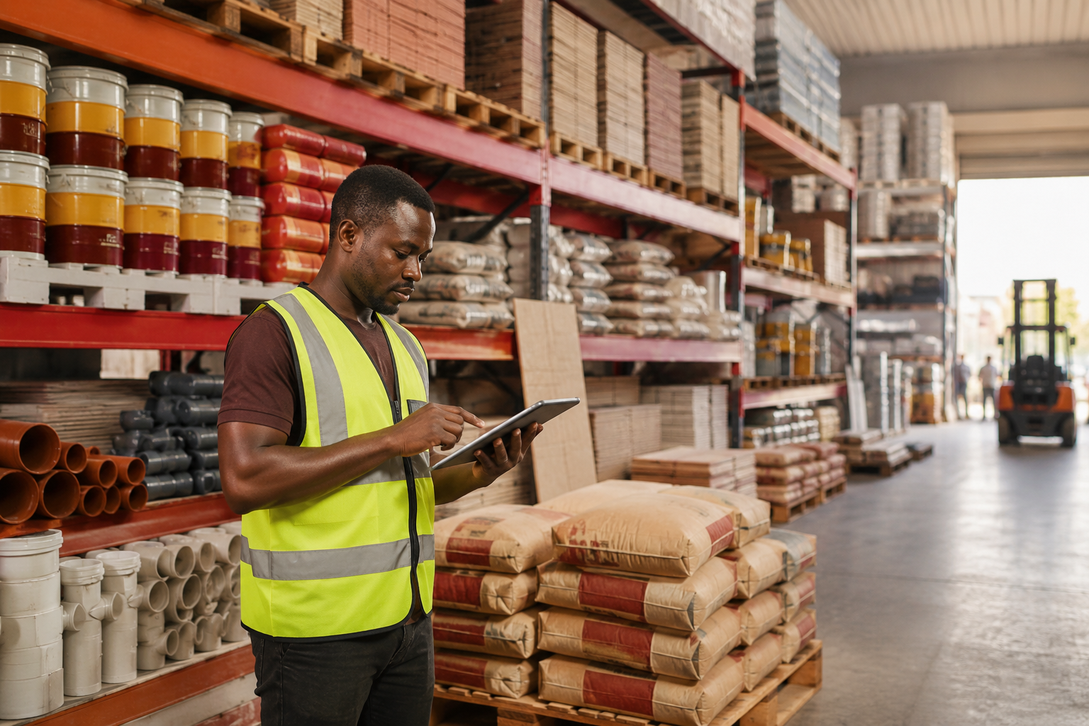 Fuhudam Enterprises warehouse stocked with building materials
